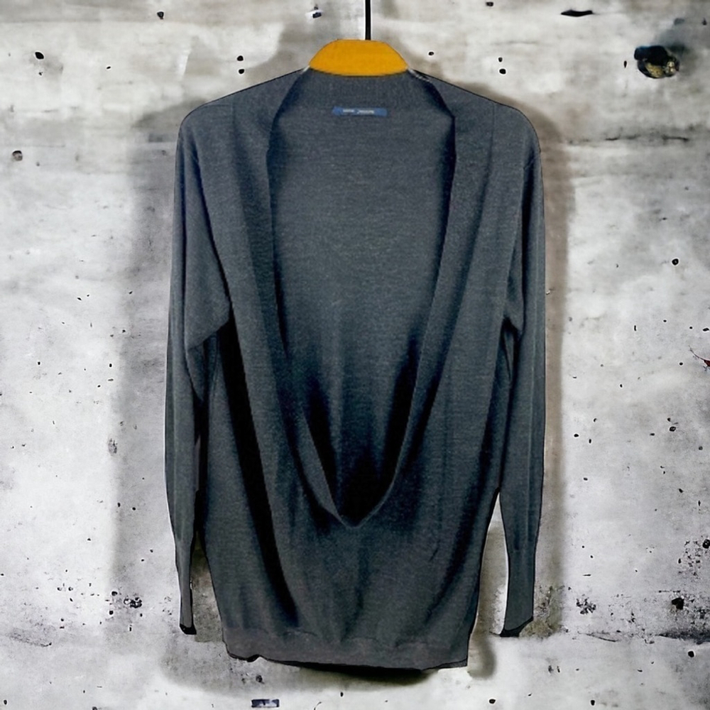 Sofie D’Hoore Grey 100% Merino Wool Draped Neck Tunic Sweater Size L